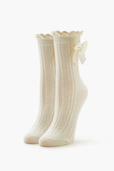 Bow Cable Knit Crew Socks | Forever 21 sale