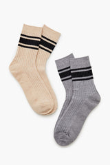 Varsity-Striped Crew Socks Set - 2 pack | Forever 21 on sale