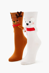 Polar Bear & Reindeer Crew Socks Set - 2 pack | Forever 21 sale