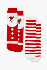 Santa Pom Pom Crew Socks Set - 2 pack | Forever 21 discount