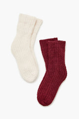 Fuzzy Ribbed Knit Crew Socks - 2 pack | Forever 21 US