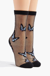 Butterfly Print Mesh Crew Socks | Forever 21 US