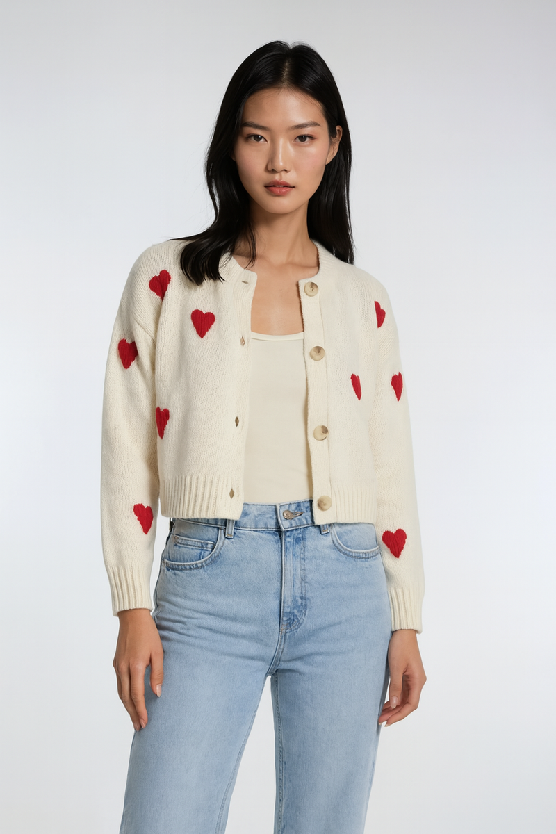 Heart Print Cropped Cardigan | Forever 21 Women