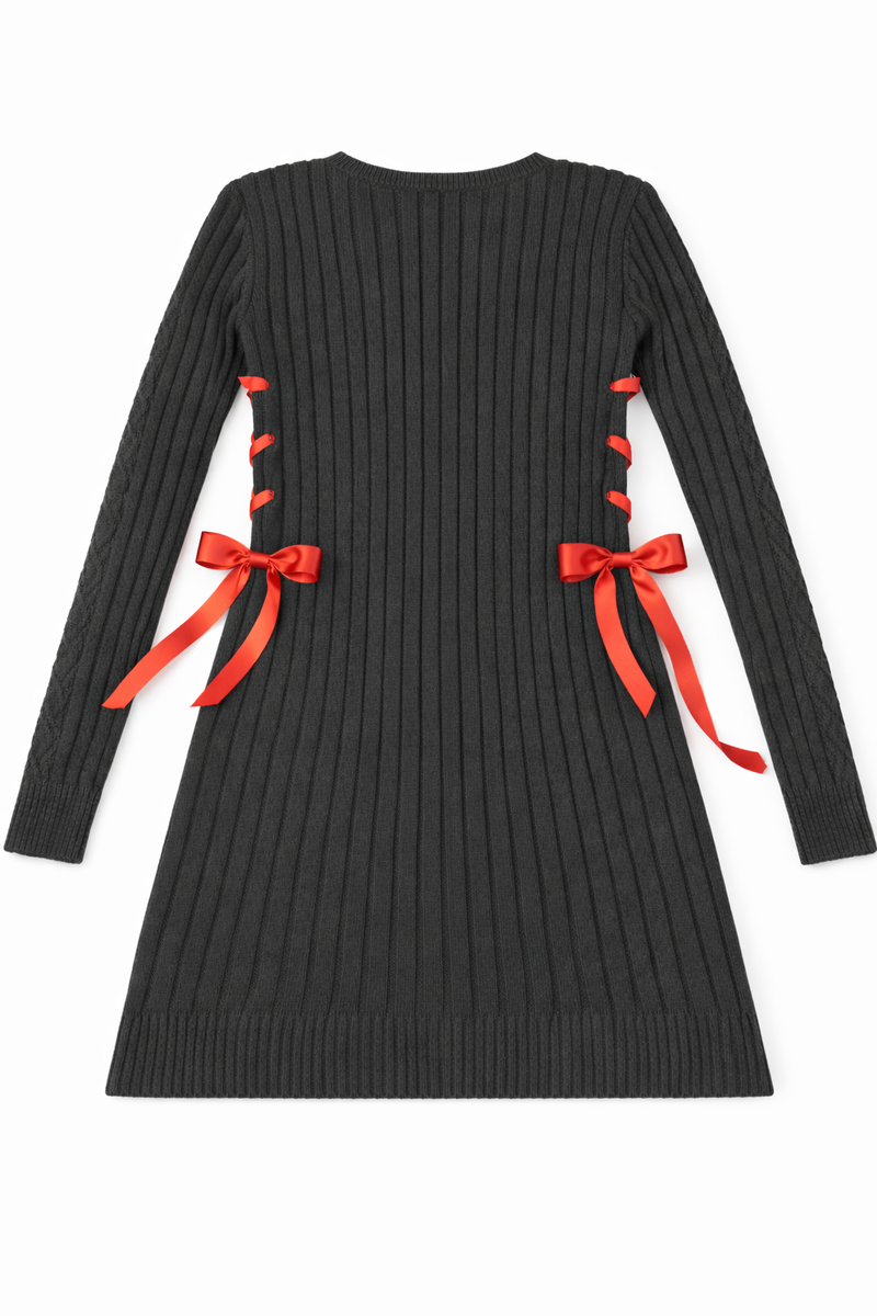Cable Knit Lace-Up Ribbon Mini Dress | Forever 21 Women