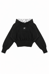 Cropped Lace-Lined Hood & Embroidered-Bow Hoodie | Forever 21 Women