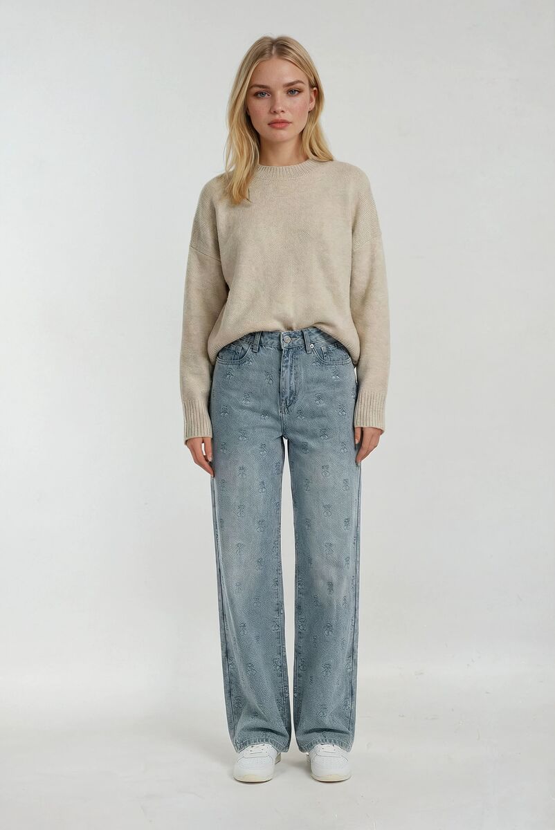 Cherry Embroidered Wide-Leg Jeans | Forever 21 Women