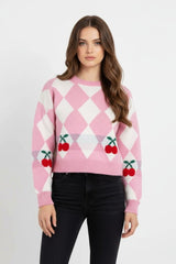 Argyle Cherry Knit Sweater | Forever 21 Women
