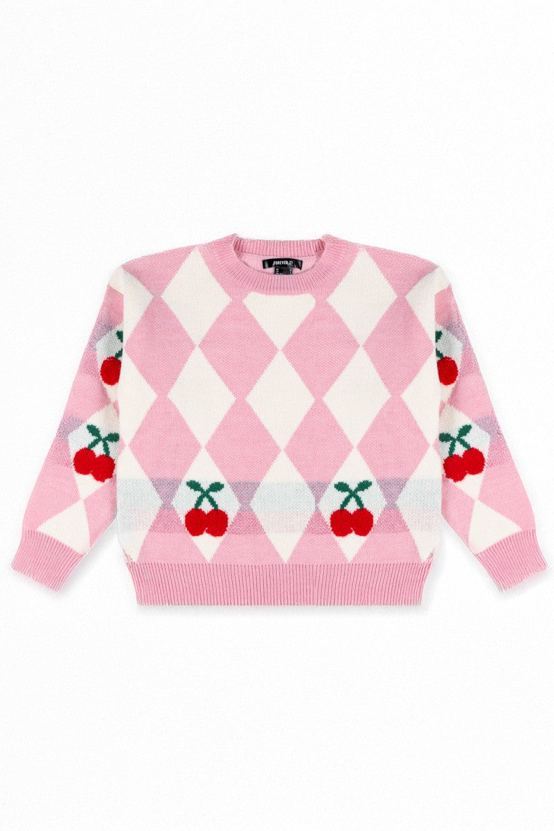 Argyle Cherry Knit Sweater | Forever 21 Women