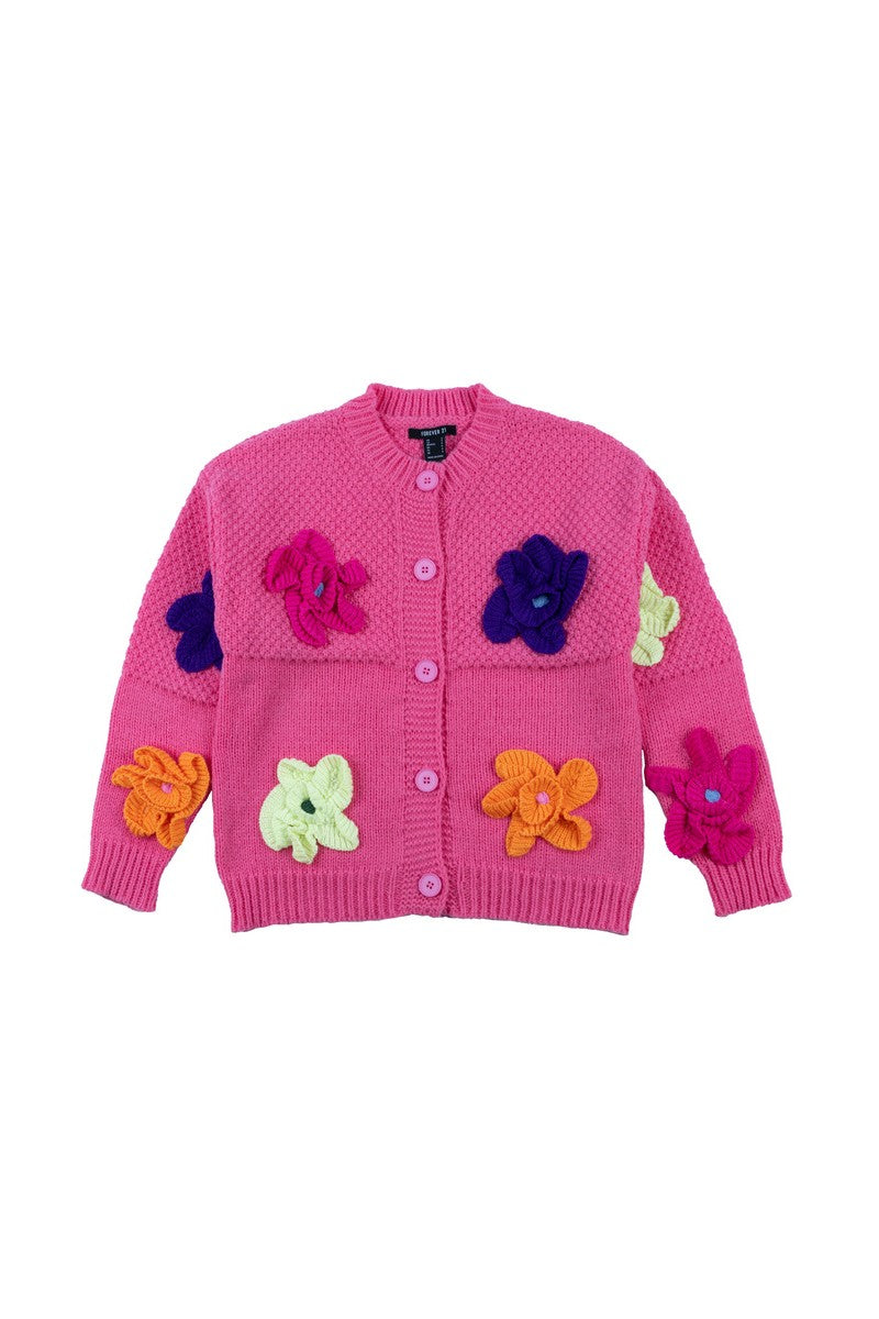 Floral Appliqué Knit Cardigan Sweater | Forever 21 Women