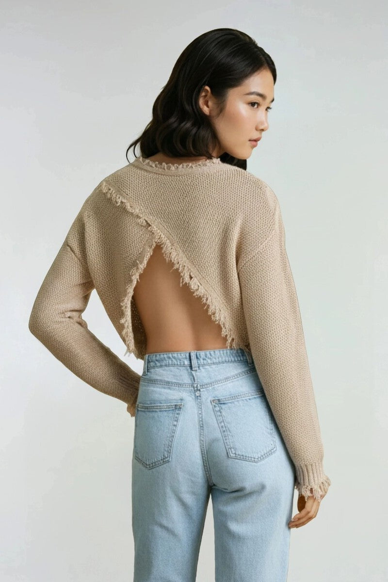 Fringe-Trim Open-Back Bolero Sweater | Forever 21 Women