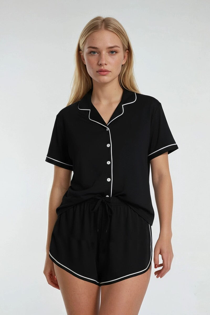 Piped-Trim Top & Shorts Pajama Set | Forever 21 Women