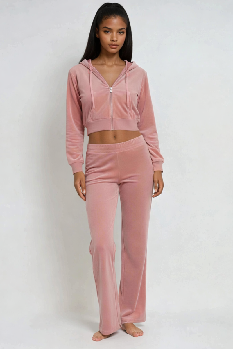 Velour Zip-Front Hoodie & Pant Set | Forever 21 Women