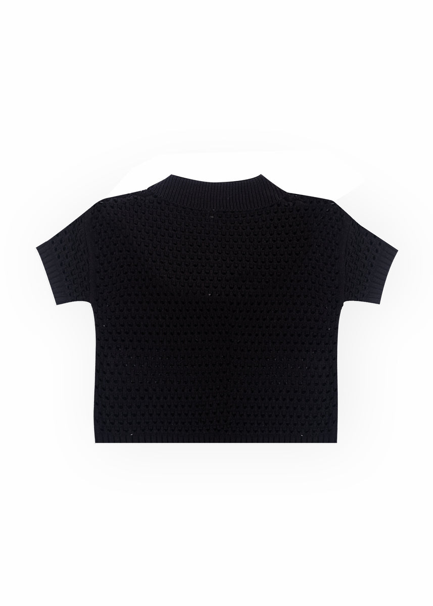Short-Sleeve Crochet Collared Sweater Top | Forever 21 Women