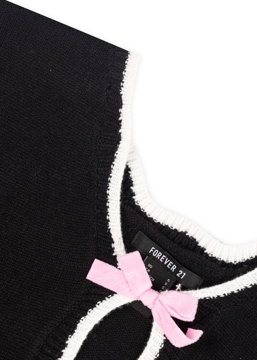 Velvet Bow Open-Front Knit Sweater | Forever 21 Women