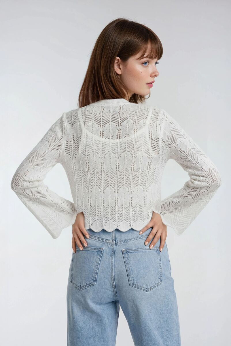 Open-Front Pointelle Bow Cardigan | Forever 21 Women