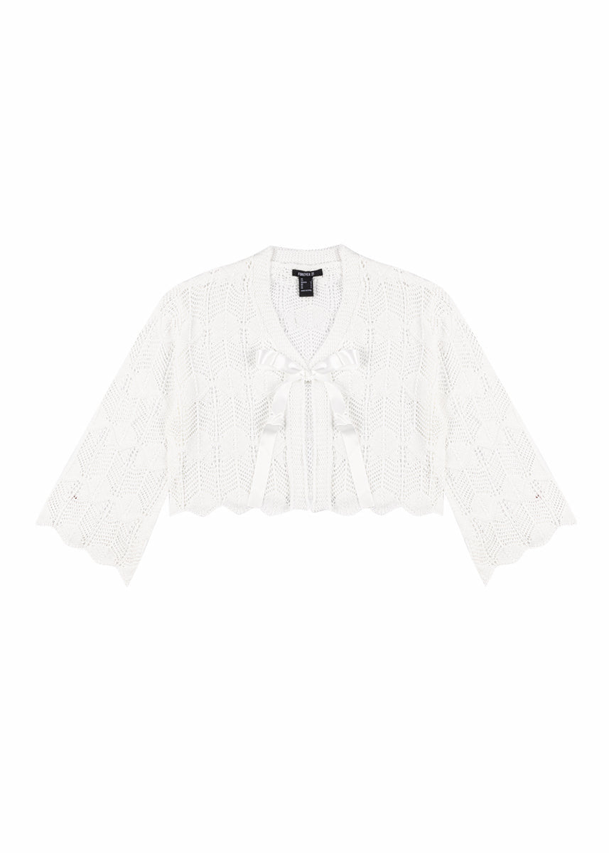 Open-Front Pointelle Bow Cardigan | Forever 21 Women