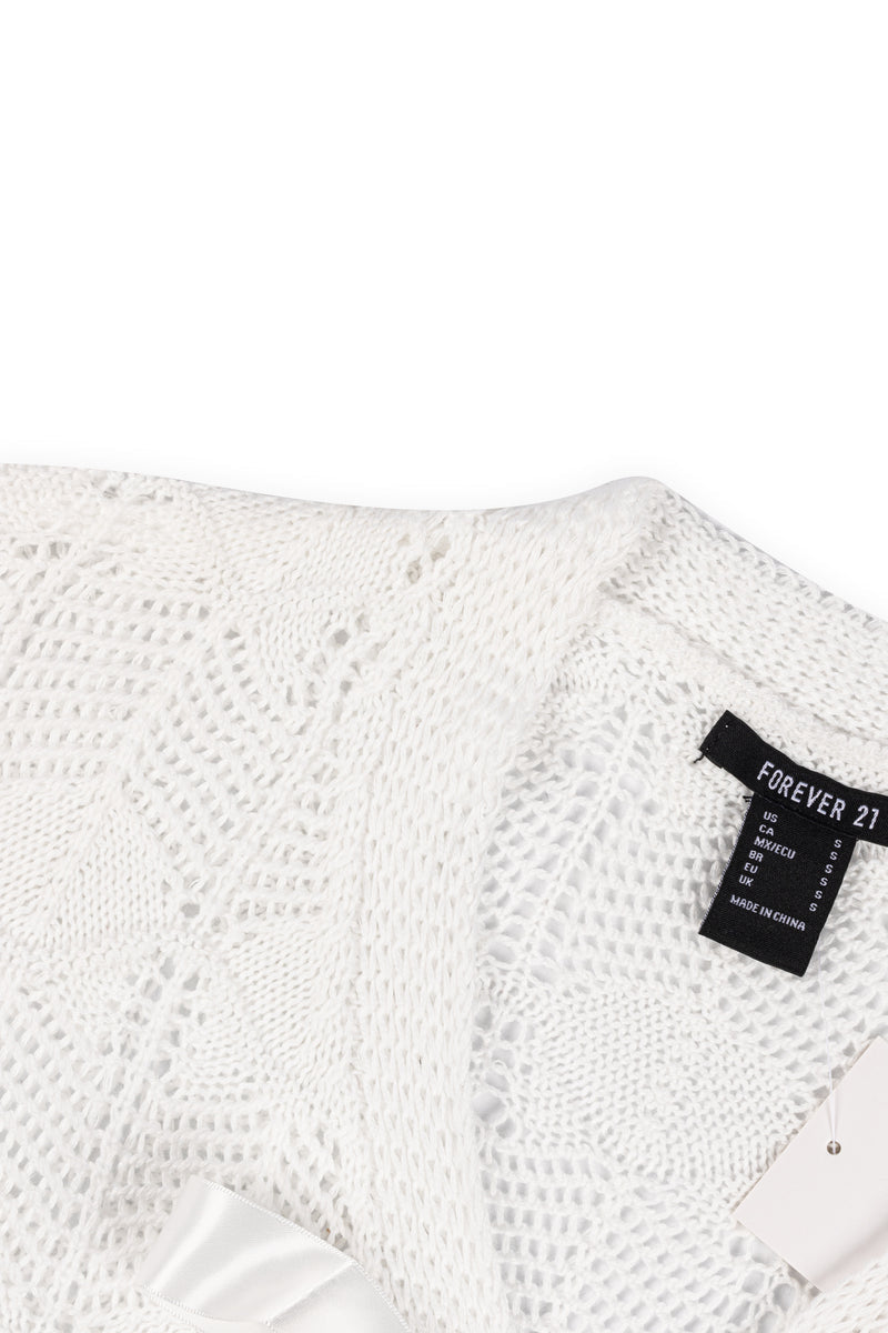 Open-Front Pointelle Bow Cardigan | Forever 21 Women