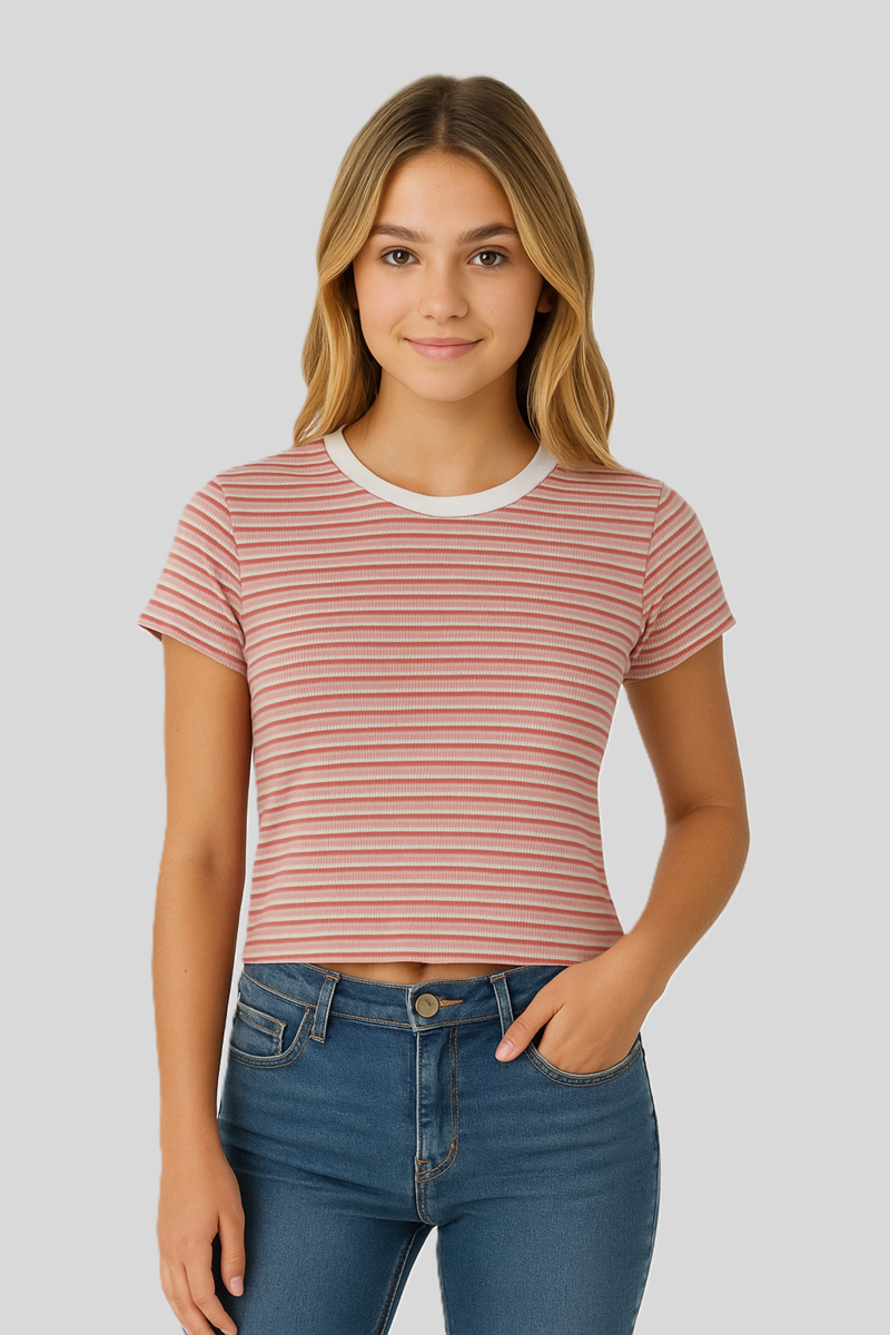 Rib-Knit Striped Baby Tee | Forever 21 Women