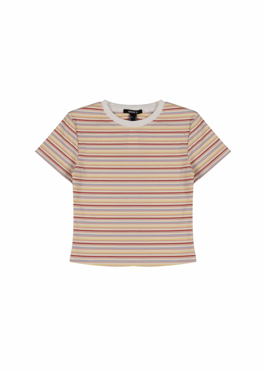 Rib-Knit Striped Baby Tee | Forever 21 Women