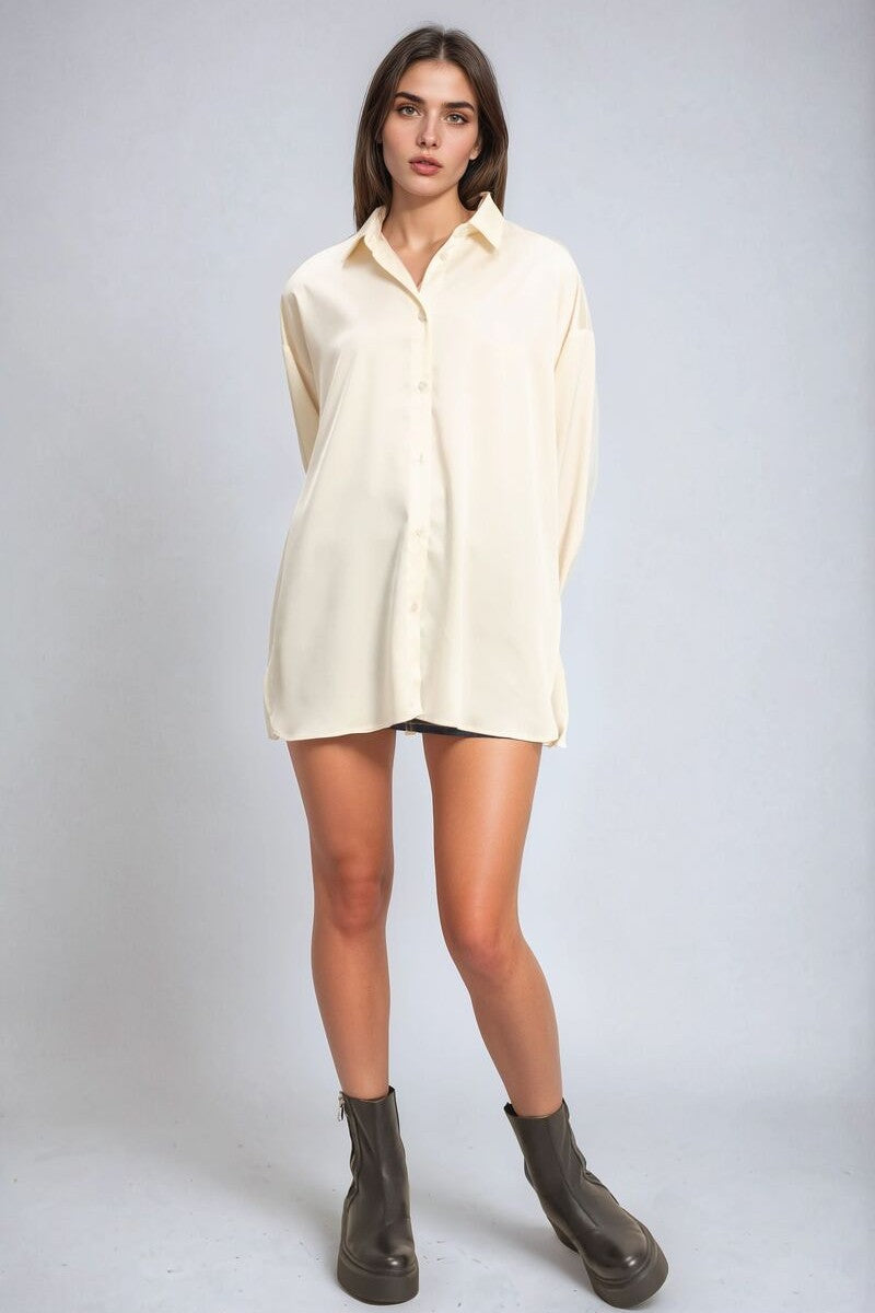 Oversized Satin Button-Up Shirt | Forever 21 Women
