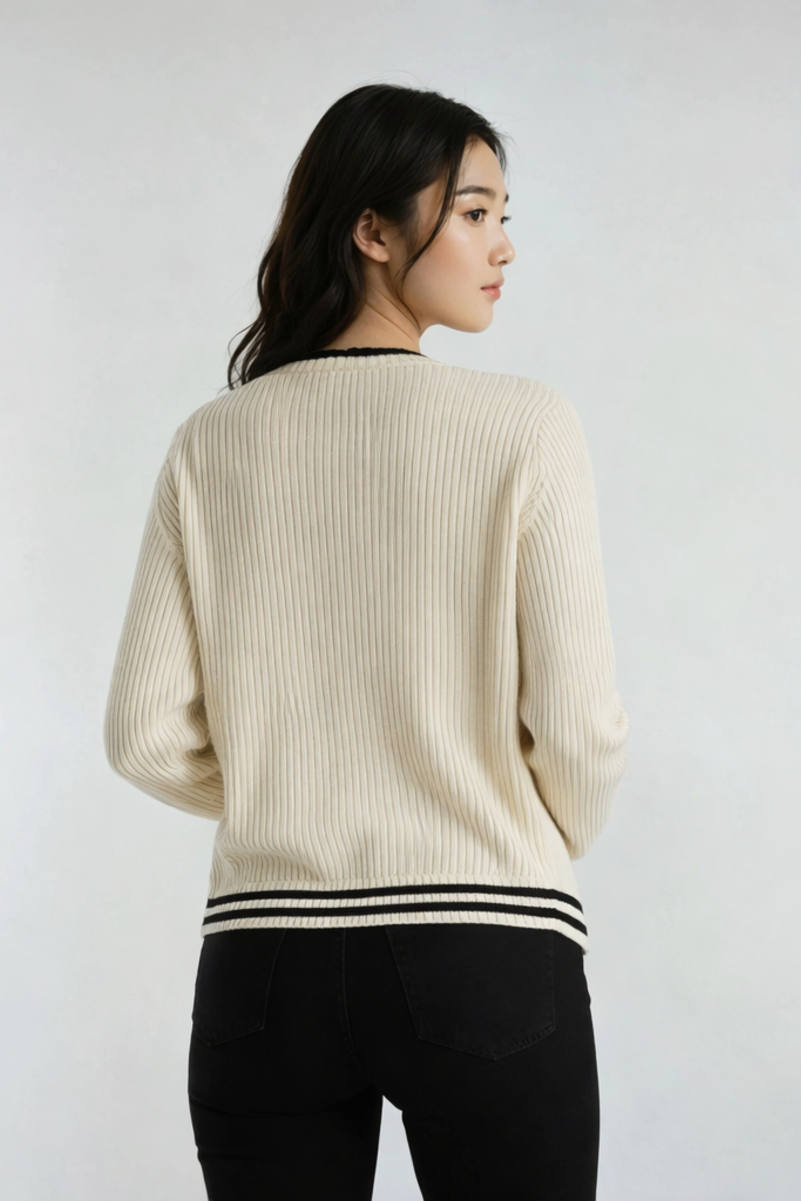 Oversized Contrast-Trim Ribbed Cardigan | Forever 21 Women