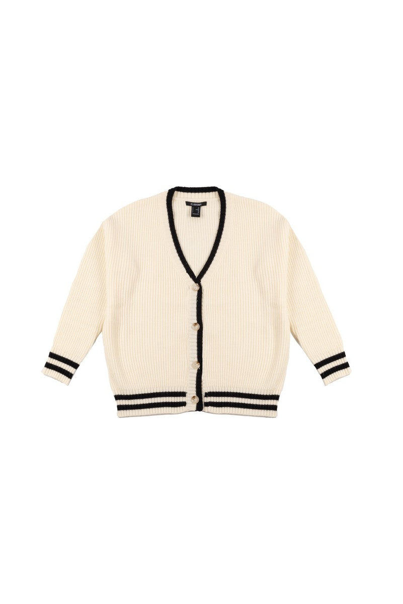 Oversized Contrast-Trim Ribbed Cardigan | Forever 21 Women