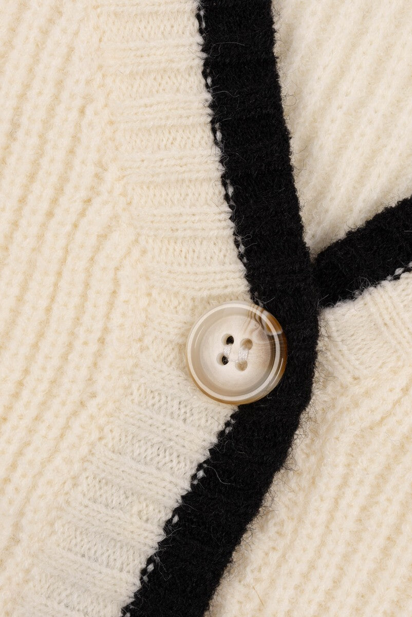 Oversized Contrast-Trim Ribbed Cardigan | Forever 21 Women