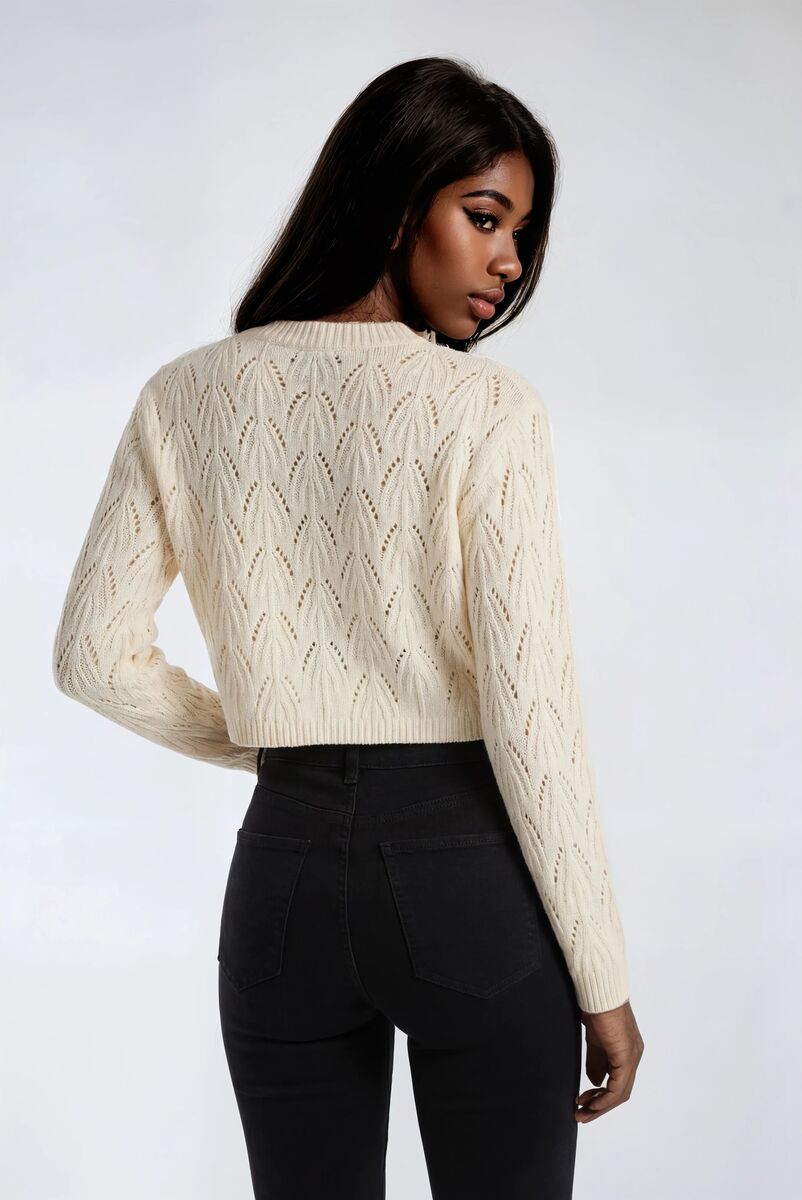 Embroidered Strawberry Cropped Pointelle Sweater | Forever 21 Women