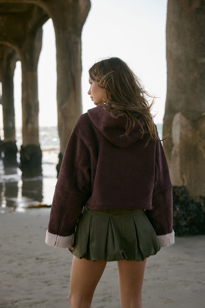 Faux Suede Cropped Hooded Jacket | Forever 21 Women