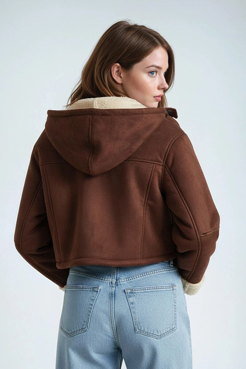 Faux Suede Cropped Hooded Jacket | Forever 21 Women