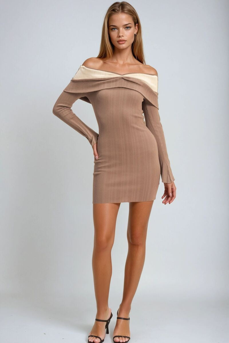 Off-The-Shoulder Contrast-Trim Mini Dress | Forever 21 Women