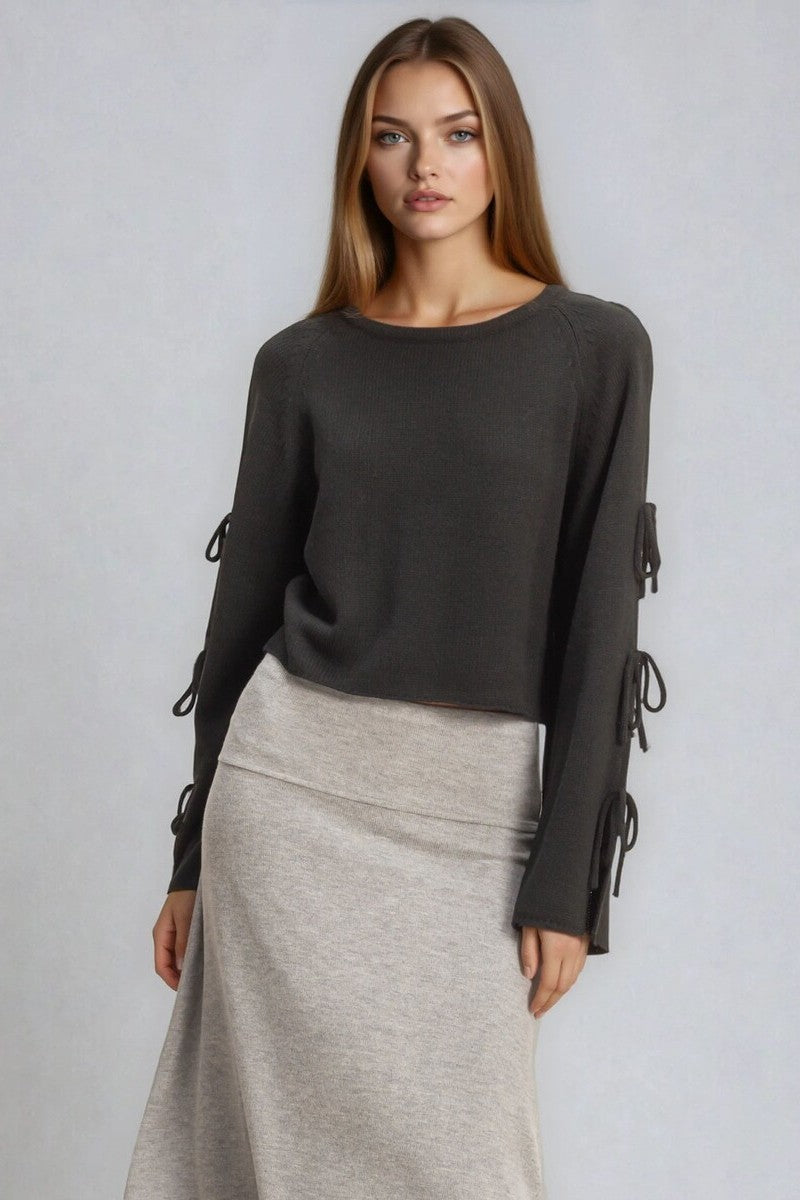 Tie-Sleeve Cropped Sweater Top | Forever 21 Women