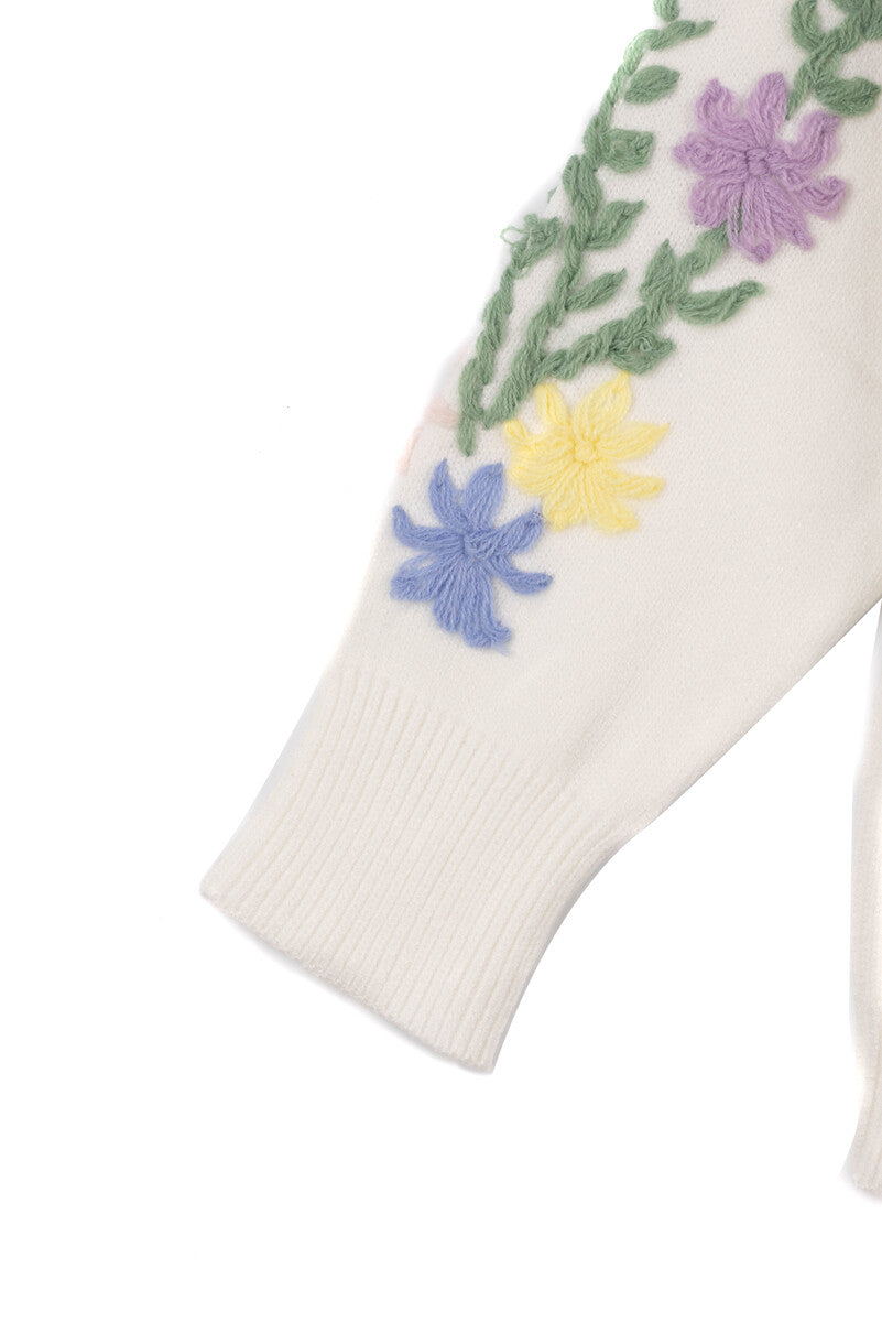 Floral Embroidered-Sleeve Cropped Cardigan | Forever 21 Women
