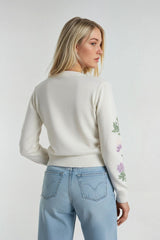 Floral Embroidered-Sleeve Cropped Cardigan | Forever 21 Women