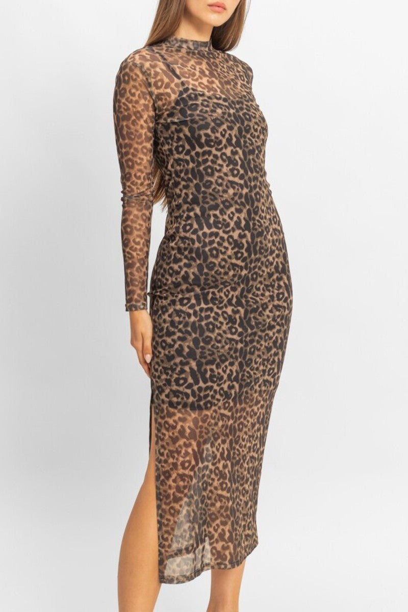 Mesh Leopard Print Midi Dress | Forever 21 Women