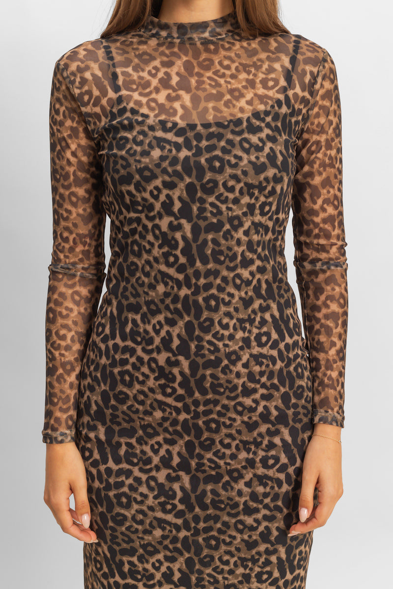 Mesh Leopard Print Midi Dress | Forever 21 Women