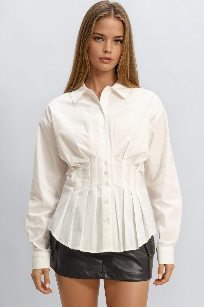 Pleated Poplin Peplum Shirt | Forever 21 Women