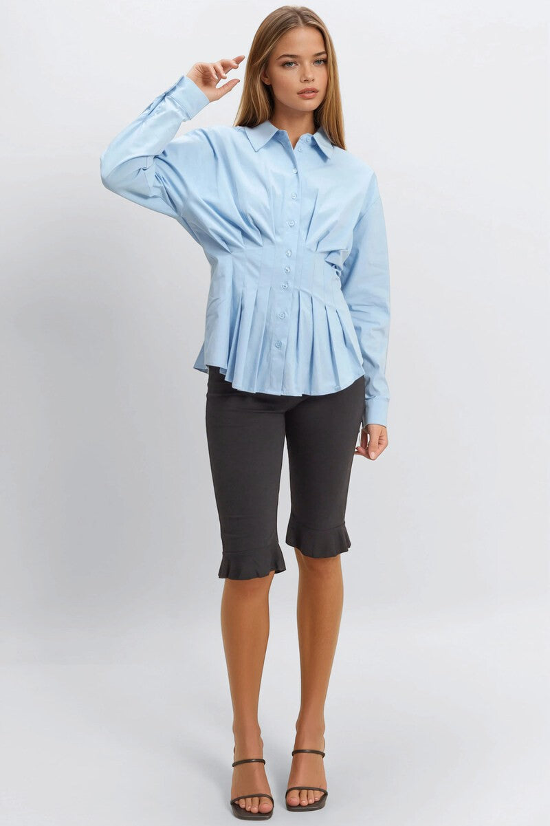 Pleated Poplin Peplum Shirt | Forever 21 Women