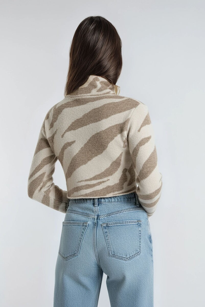 Zebra Print Cropped Turtleneck Sweater | Forever 21 Women