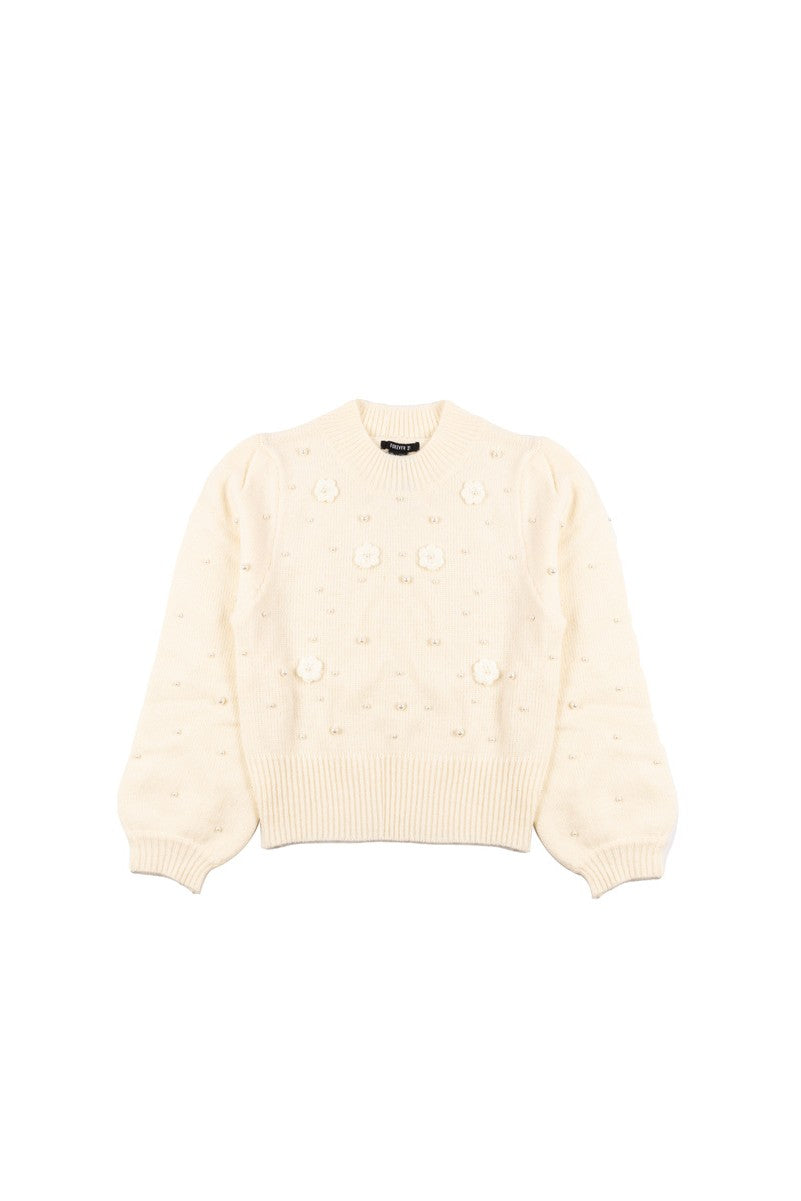 Floral Appliqué Faux Pearl Sweater | Forever 21 Women