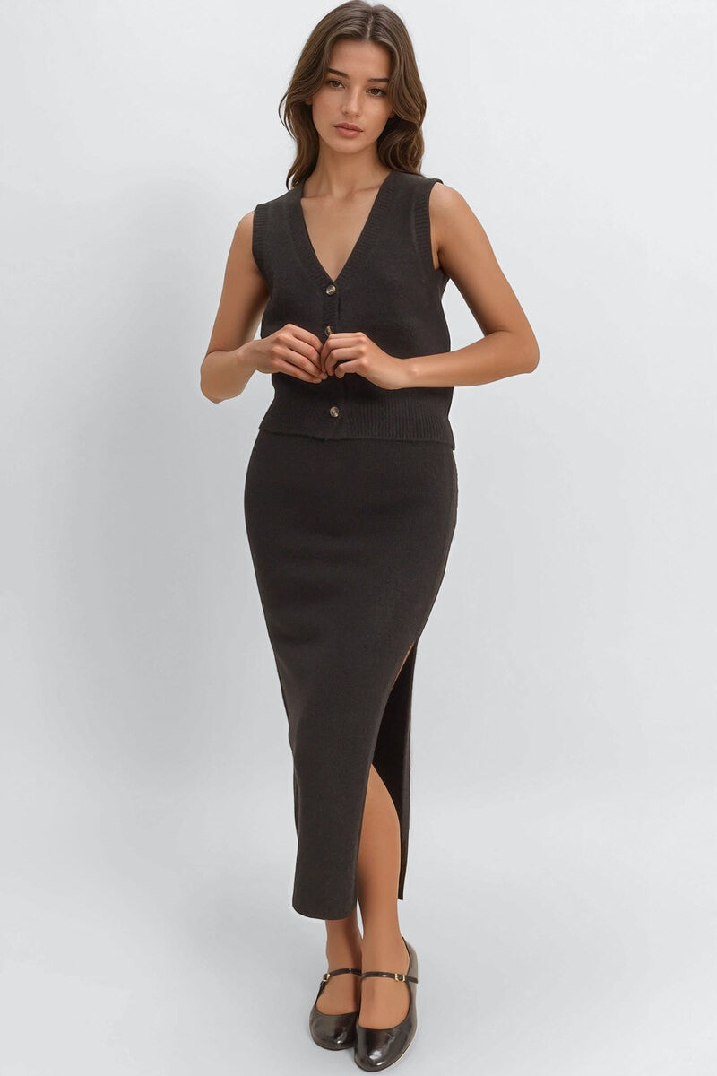 Button-Front Vest & Maxi Skirt Sweater Set | Forever 21 Women