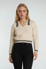 Contrast-Trim Collared Knit Sweater | Forever 21 Women