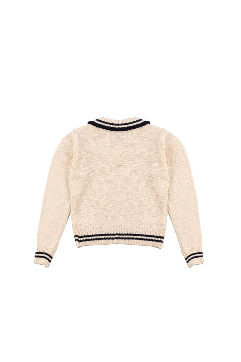 Contrast-Trim Collared Knit Sweater | Forever 21 Women