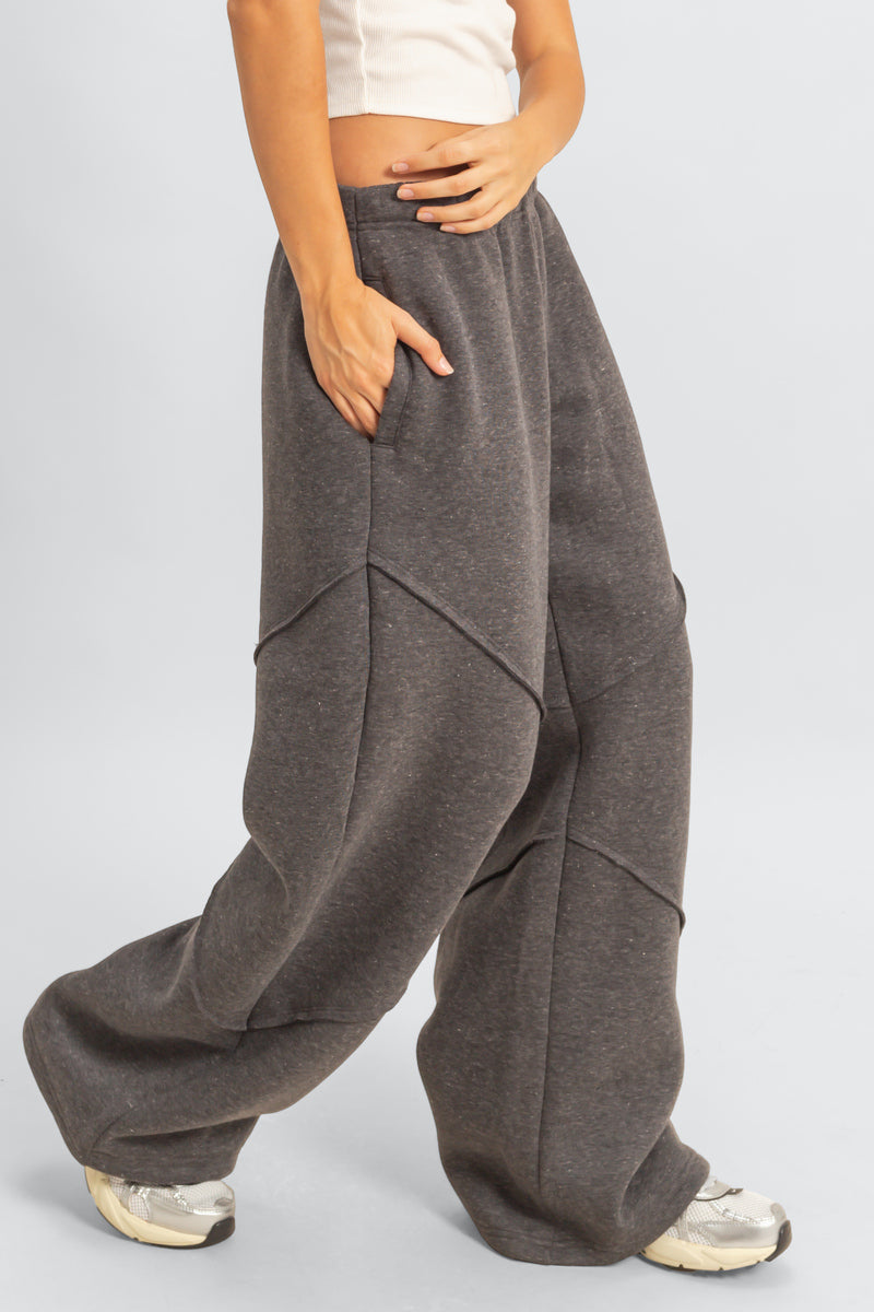 Exposed-Seam Wide-Leg Joggers | Forever 21 Women