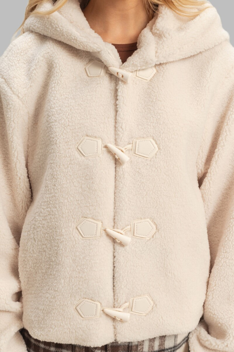Hooded Sherpa Toggle Jacket | Forever 21 Women