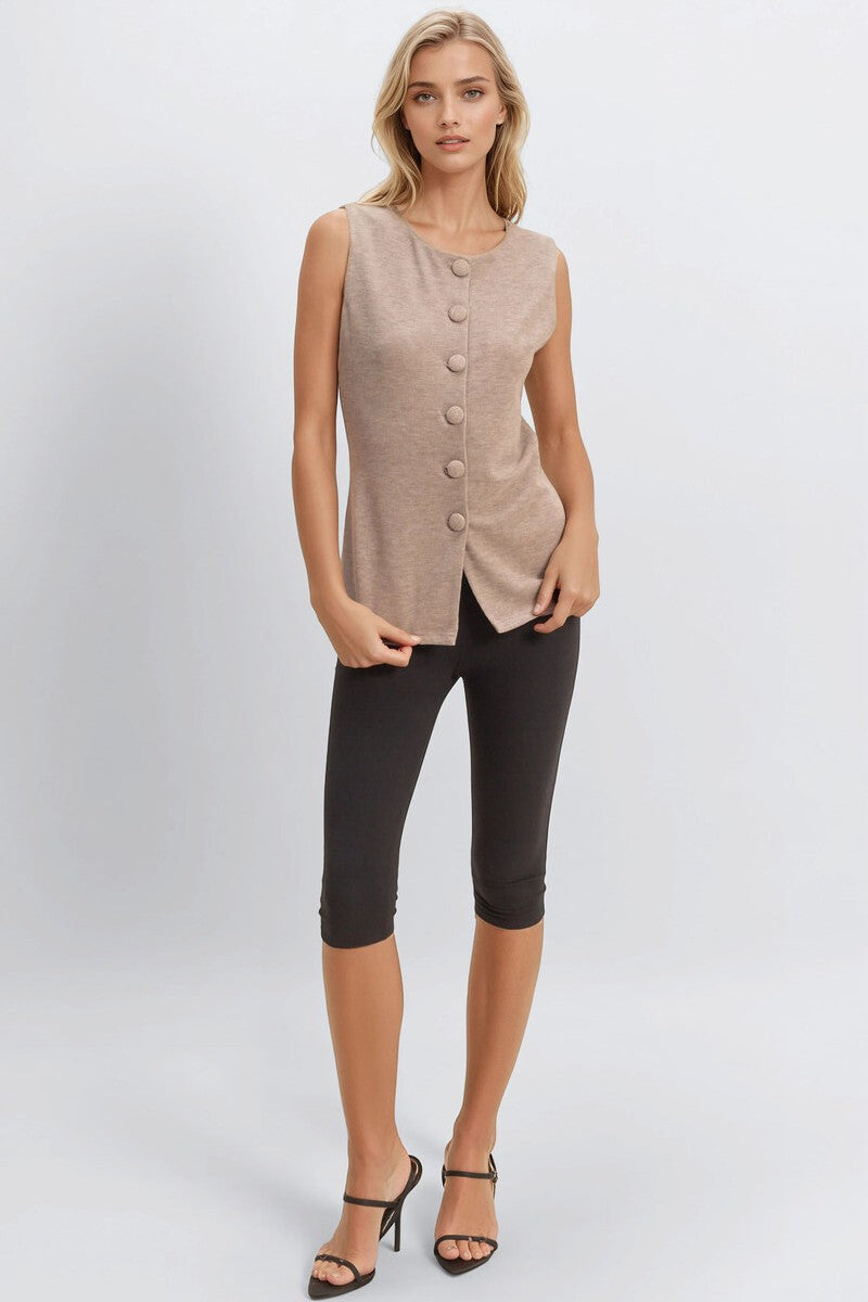 Rib-Knit Button-Front Sleeveless Top | Forever 21 Women