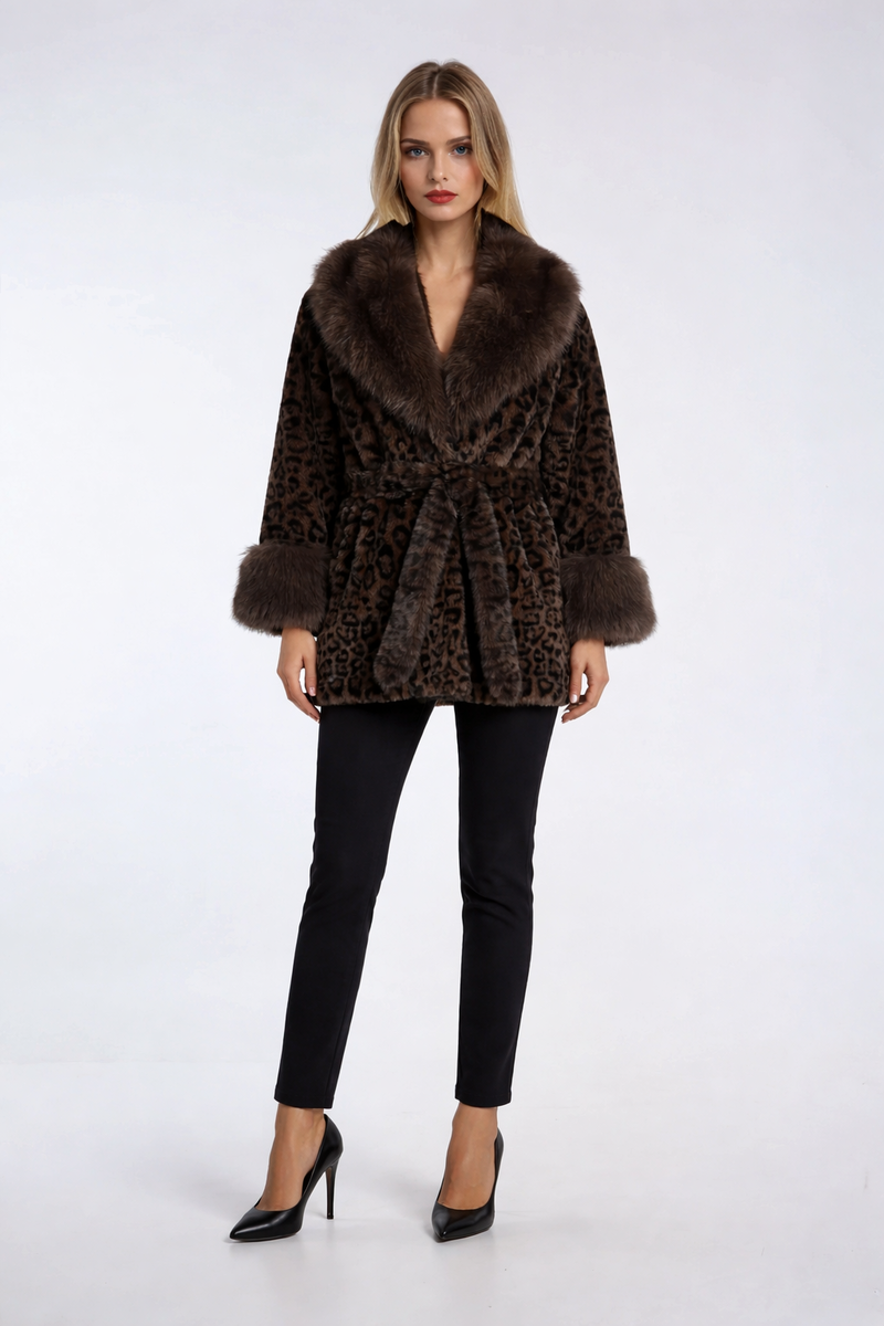 Leopard Print Tie-Waist Faux Fur Jacket | Forever 21 Women