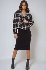 Plaid Double-Breasted Cropped Jacket | Forever 21 Women