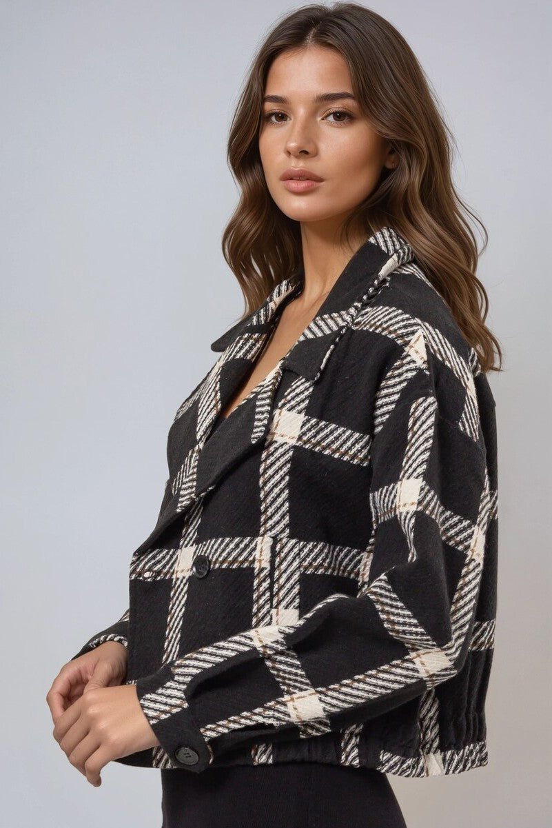 Plaid Double-Breasted Cropped Jacket | Forever 21 Women