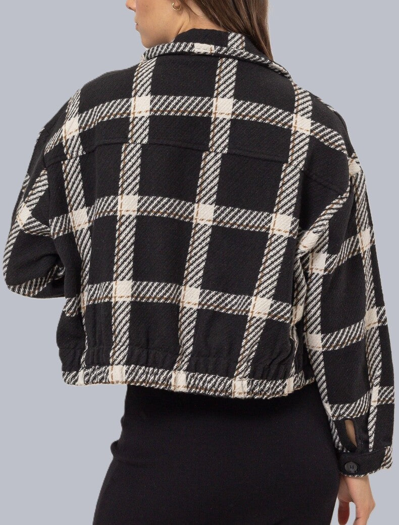 Plaid Double-Breasted Cropped Jacket | Forever 21 Women